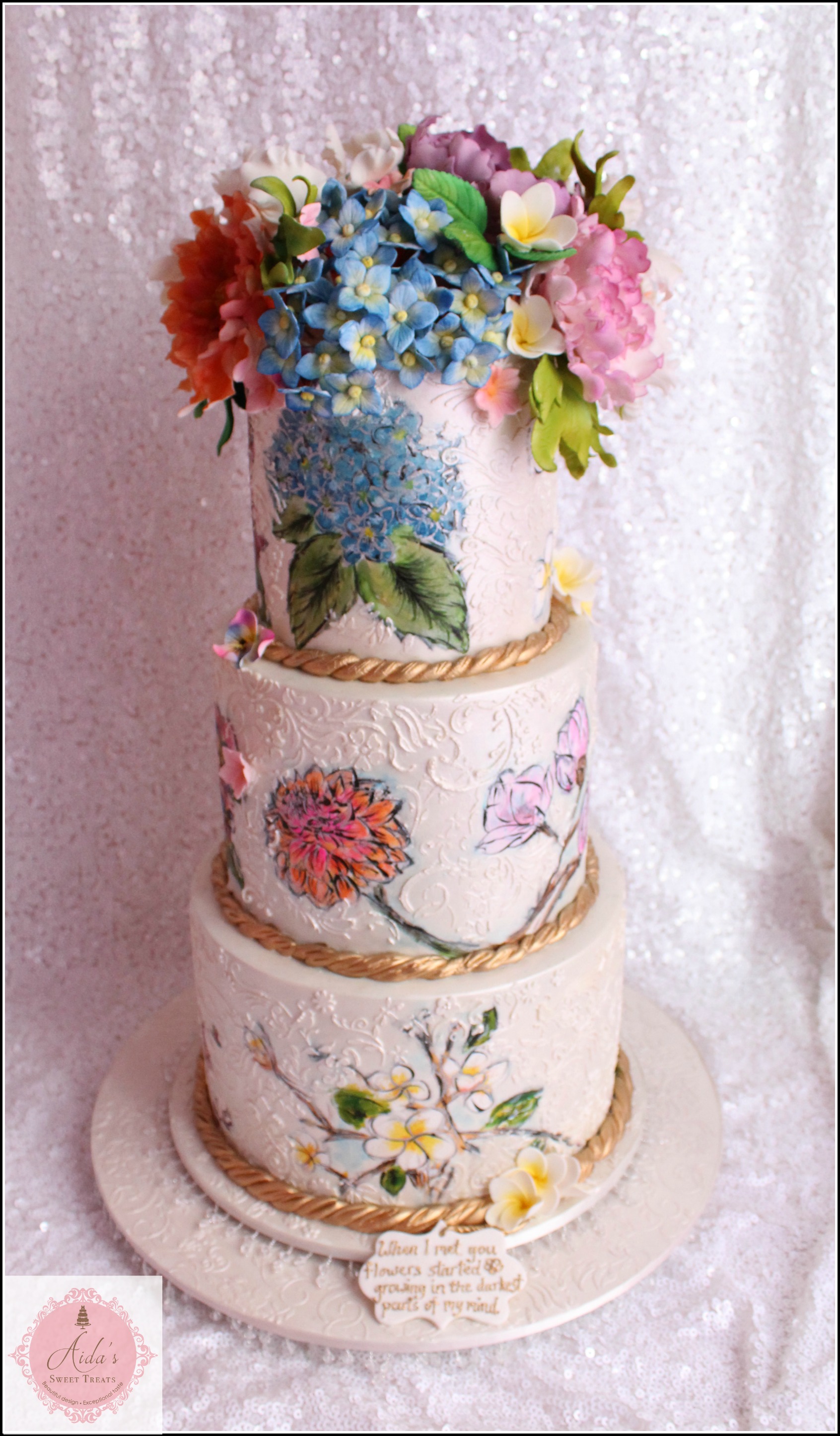 Painted Floral Wedding Cake – Aidas Sweet Treats